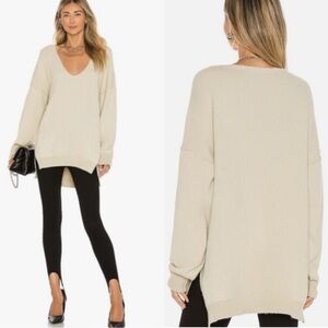 FREE PEOPLE Marzipan Sweater Weather Vneck Sweater Pullover Top
